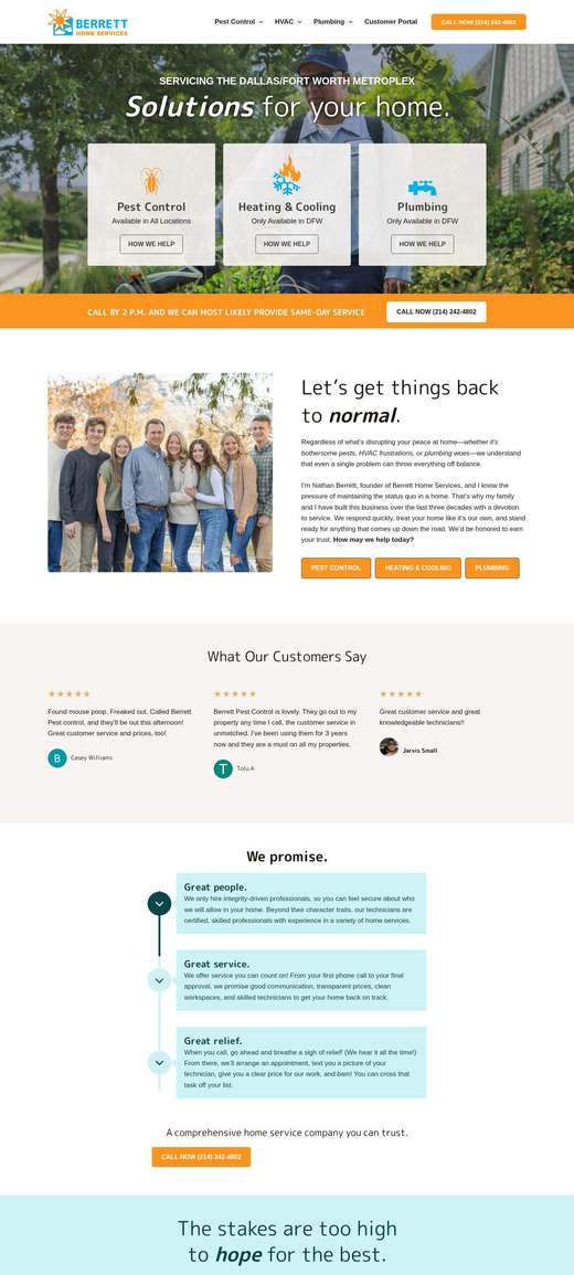 Berrett Home Services 首页长截图