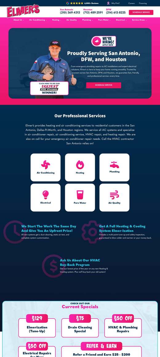 Elmer's Home Services 首页长截图